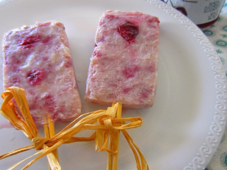 Gelatelli with yogurt and sour-cherry light jam
