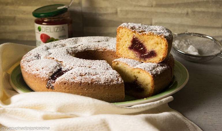 Donut with yogurt and jam