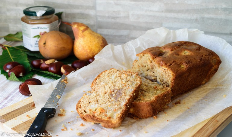 Plumcake with pears and chestnut cream